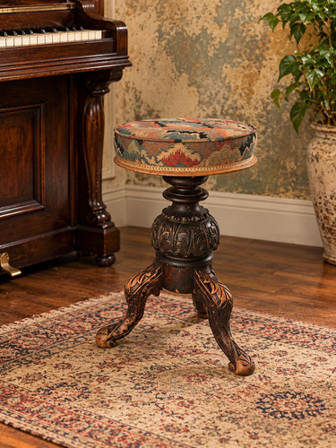 Vintage piano stool - vintage,