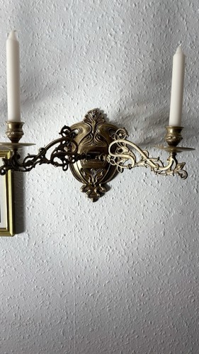 Pair vintage brass piano - pair,